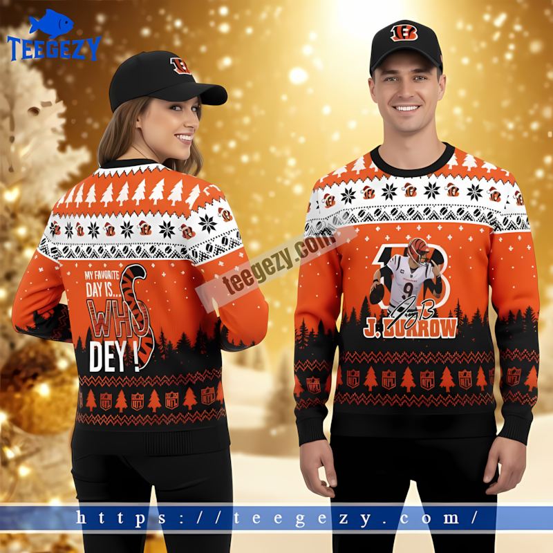 Cincinnati Bengals My Favorite Day Is Black Orange Cheap Ugly Christmas Sweater Cincinnati Bengals My Favorite Day Is Black Orange Cheap Ugly Christmas Sweater