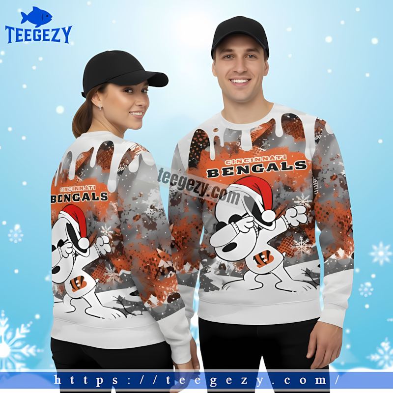 Cincinnati Bengals Santa Snoopy Grey White Best Ugly Christmas Sweaters Cincinnati Bengals Santa Snoopy Grey White Best Ugly Christmas Sweaters
