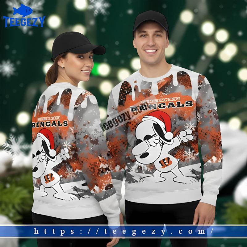 Cincinnati Bengals Santa Snoopy Grey White Best Ugly Christmas Sweaters Cincinnati Bengals Santa Snoopy Grey White Best Ugly Christmas Sweaters