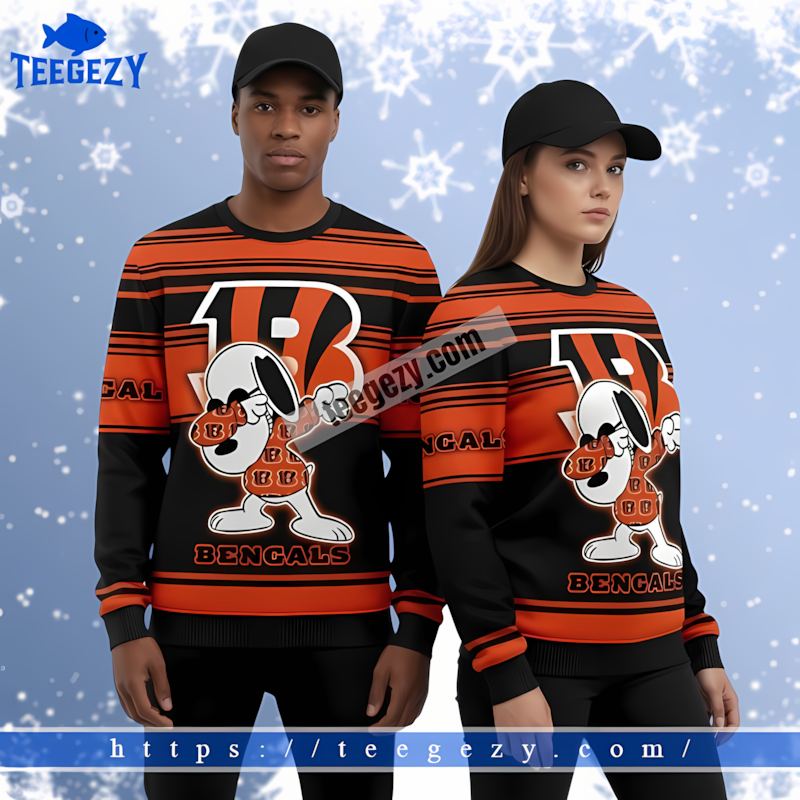 Cincinnati Bengals Snoopy Black Orange Christmas Sweatshirt For Men Cincinnati Bengals Snoopy Black Orange Christmas Sweatshirt For Men