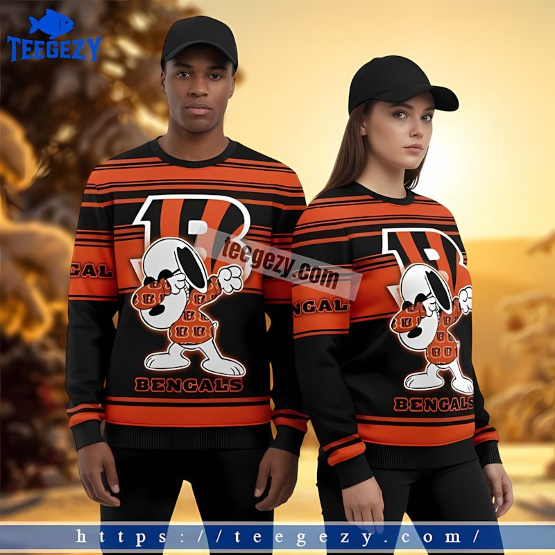 Cincinnati Bengals Snoopy Black Orange Christmas Sweatshirt For Men Cincinnati Bengals Snoopy Black Orange Christmas Sweatshirt For Men