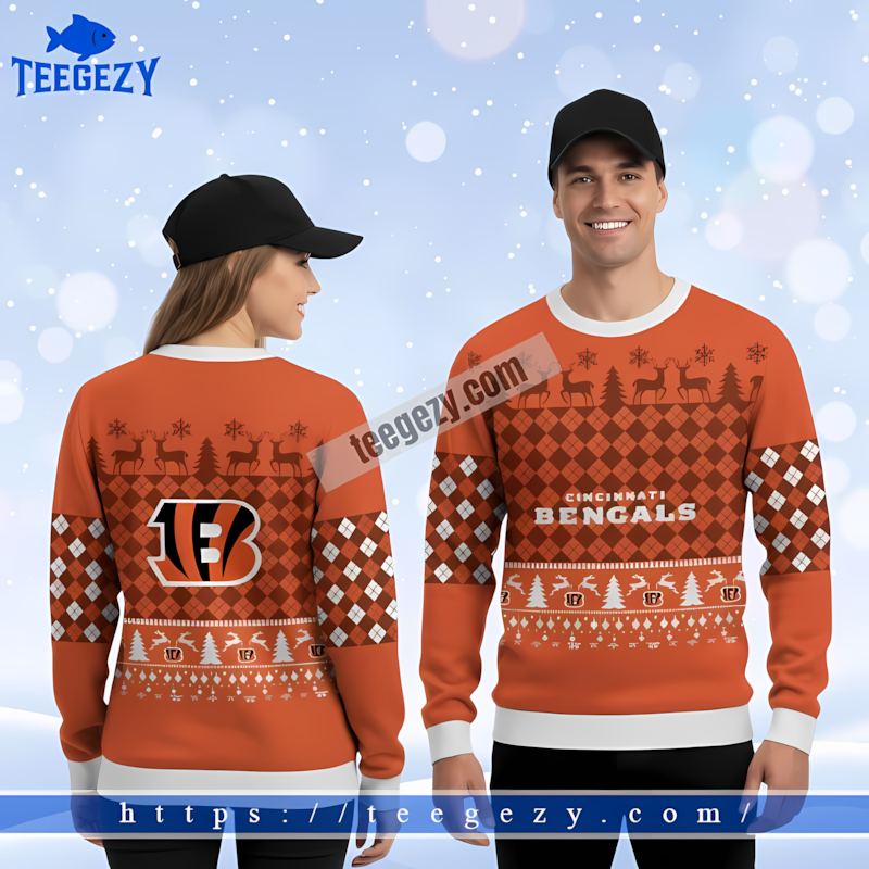 Cincinnati Bengals White Orange Mens Xmas Sweaters Cincinnati Bengals White Orange Mens Xmas Sweaters