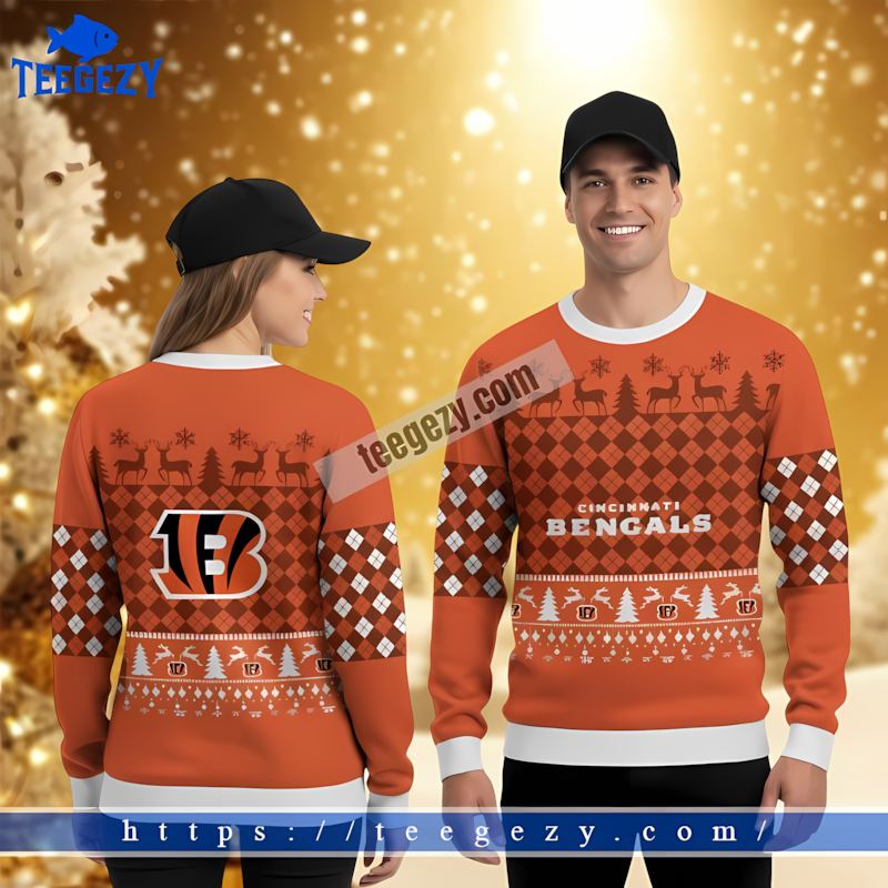 Cincinnati Bengals White Orange Mens Xmas Sweaters Cincinnati Bengals White Orange Mens Xmas Sweaters