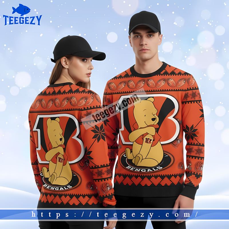 Cincinnati Bengals Winnie The Pooh Black Orange Ugly Sweater Christmas Party Cincinnati Bengals Winnie The Pooh Black Orange Ugly Sweater Christmas Party