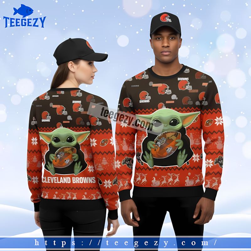 Cleveland Browns Grogu Orange Brown Cheap Ugly Christmas Sweater Cleveland Browns Grogu Orange Brown Cheap Ugly Christmas Sweater