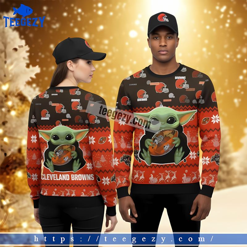 Cleveland Browns Grogu Orange Brown Cheap Ugly Christmas Sweater Cleveland Browns Grogu Orange Brown Cheap Ugly Christmas Sweater