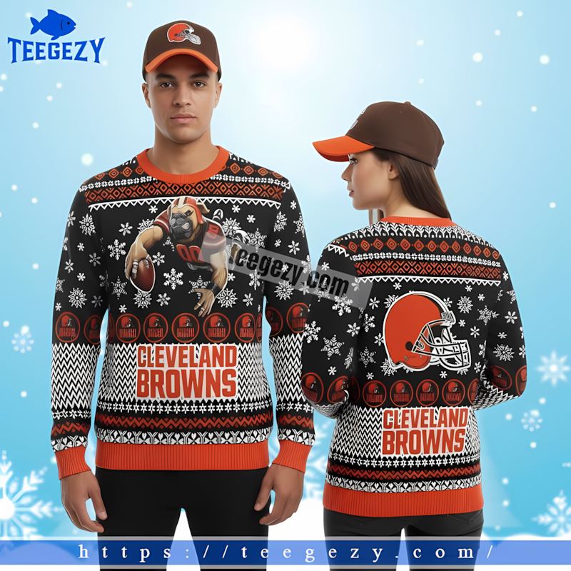 Cleveland Browns Mascot Orange Black Best Christmas Sweaters Cleveland Browns Mascot Orange Black Best Christmas Sweaters
