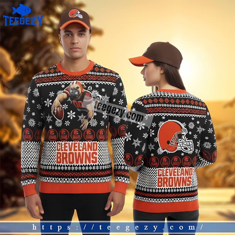 Cleveland Browns Mascot Orange Black Best Christmas Sweaters Cleveland Browns Mascot Orange Black Best Christmas Sweaters