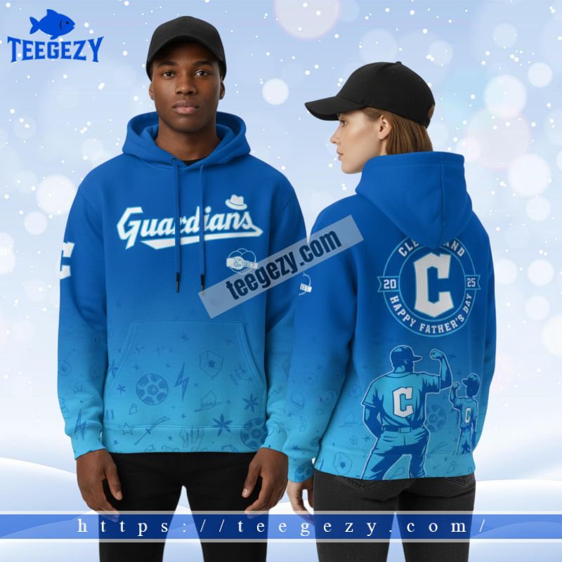 Cleveland Guardians Fathers Day Blue 3D Zip Up Hoodie Cleveland Guardians Fathers Day Blue 3D Zip Up Hoodie