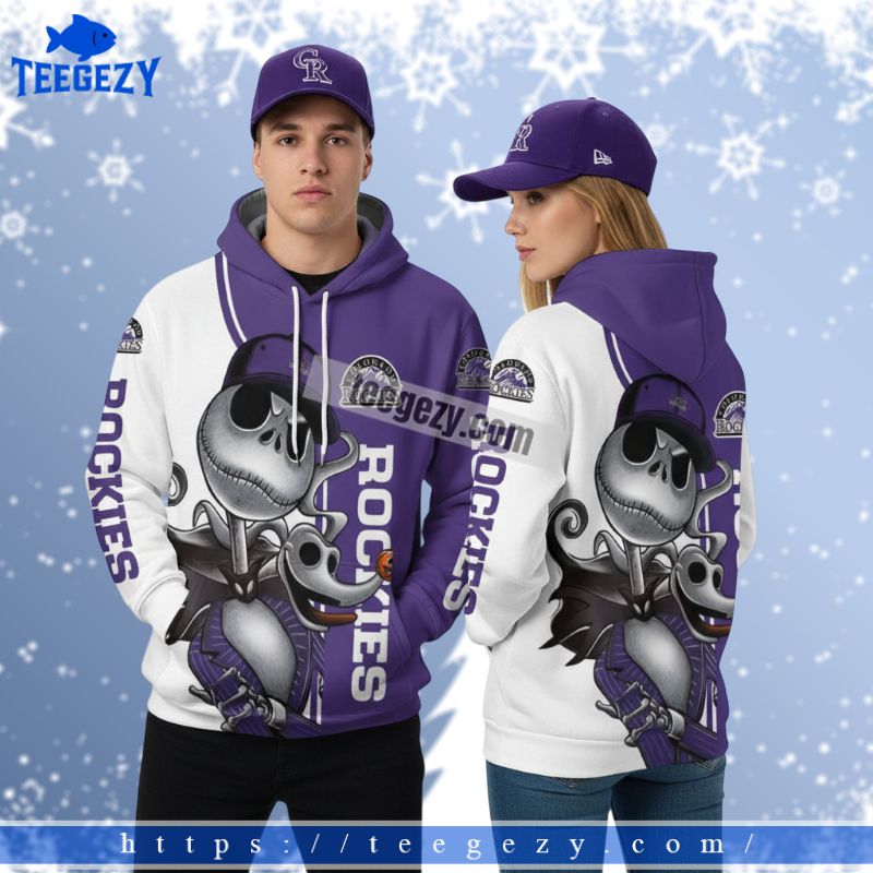 Colorado Rockies Jack Skellington Halloween Purple 3D Mens Hoodie Colorado Rockies Jack Skellington Halloween Purple 3D Mens Hoodie