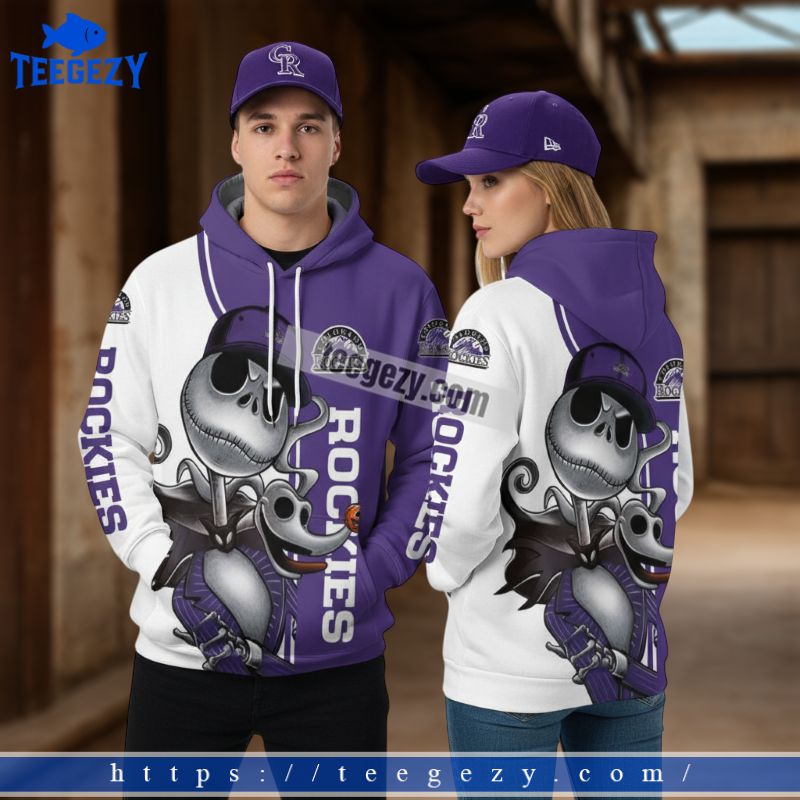Colorado Rockies Jack Skellington Halloween Purple 3D Mens Hoodie Colorado Rockies Jack Skellington Halloween Purple 3D Mens Hoodie