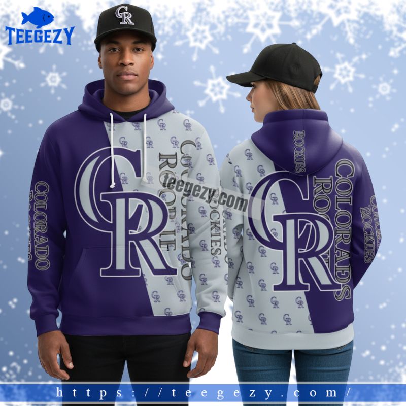 Colorado Rockies Logo Pattern Split Purple 3D Youth Hoodie Colorado Rockies Logo Pattern Split Purple 3D Youth Hoodie