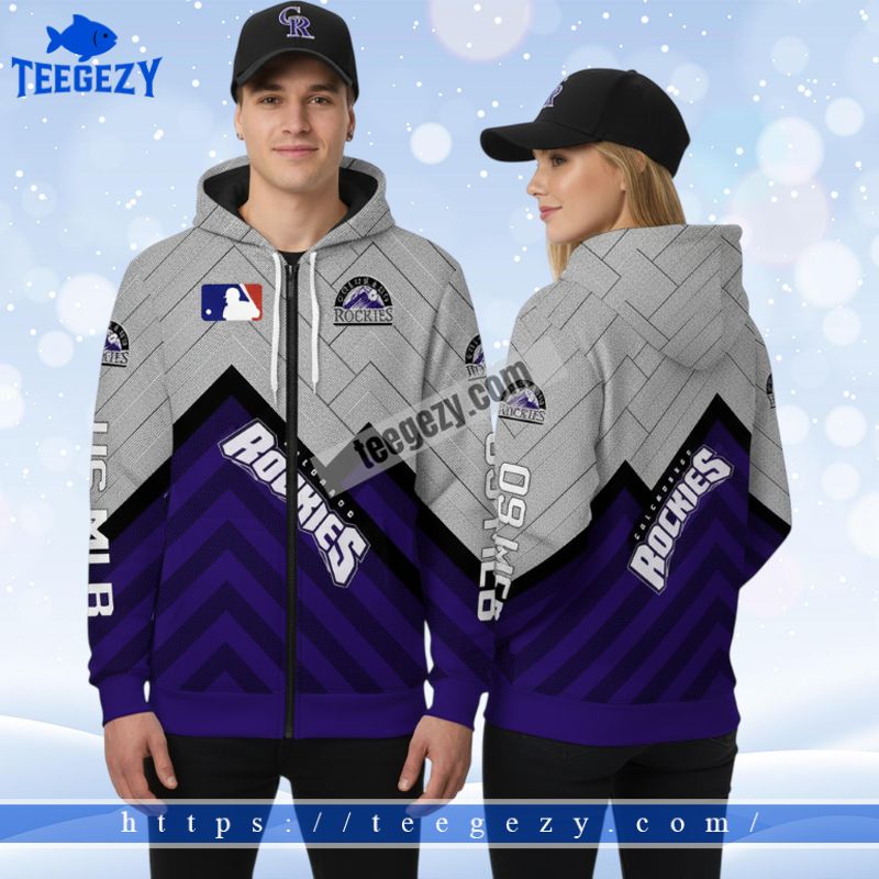 Colorado Rockies Purple Geometric Pattern Purple 3D Hoodie Pullover Colorado Rockies Purple Geometric Pattern Purple 3D Hoodie Pullover
