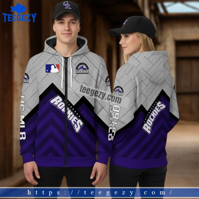 Colorado Rockies Purple Geometric Pattern Purple 3D Hoodie Pullover Colorado Rockies Purple Geometric Pattern Purple 3D Hoodie Pullover