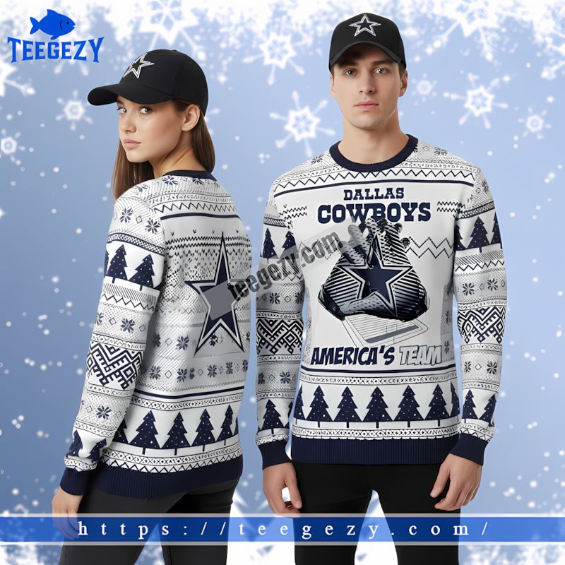 Dallas Cowboys Christmas Pattern Friends Ugly Sweater Blue Dallas Cowboys Christmas Pattern Friends Ugly Sweater Blue