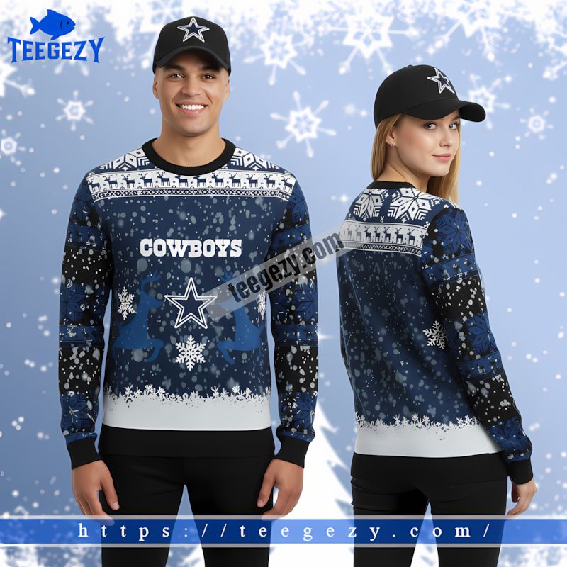Dallas Cowboys Reindeer Pattern Christmas Ugly Sweater For Men Blue Dallas Cowboys Reindeer Pattern Christmas Ugly Sweater For Men Blue