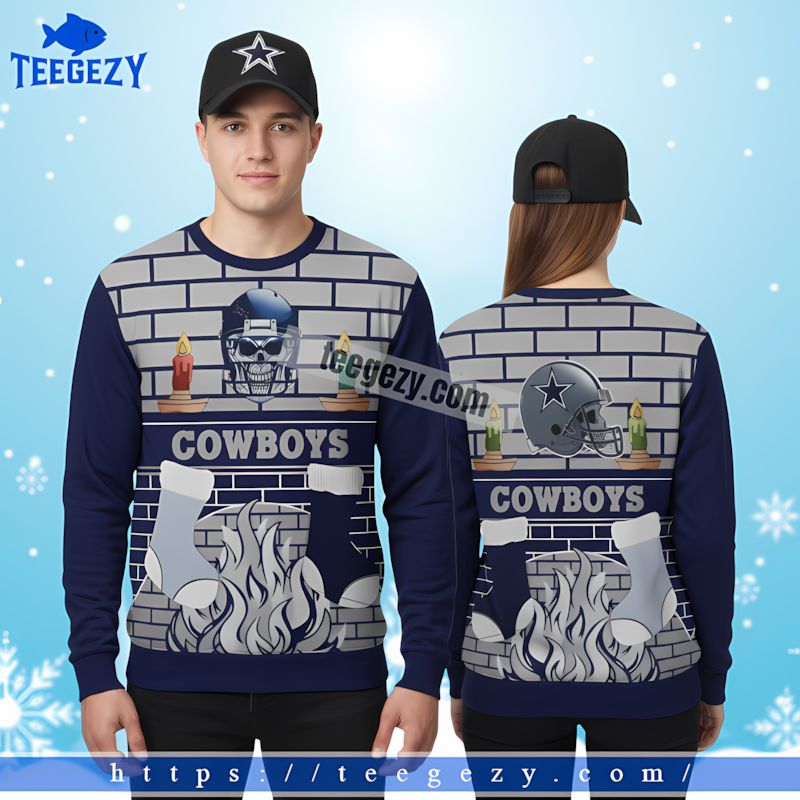 Dallas Cowboys Skull Family Christmas Ugly Sweater Blue Dallas Cowboys Skull Family Christmas Ugly Sweater Blue