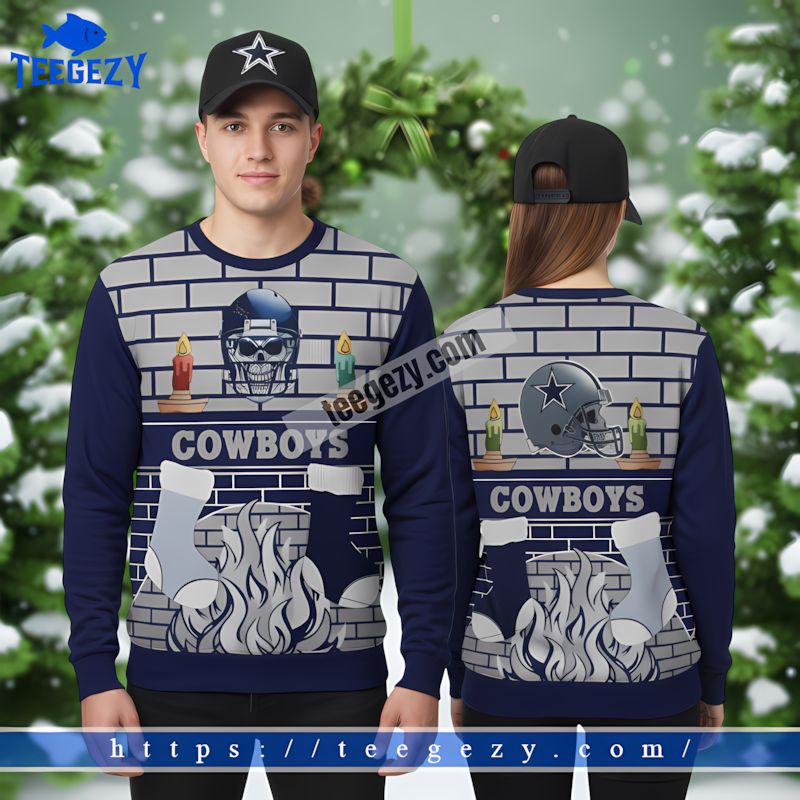 Dallas Cowboys Skull Family Christmas Ugly Sweater Blue Dallas Cowboys Skull Family Christmas Ugly Sweater Blue