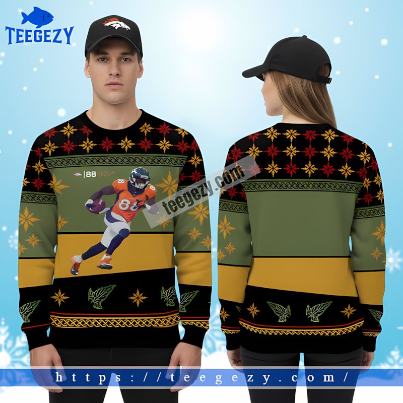 Demaryius Thomas Denver Broncos Christmas Ugly Sweater Black Yellow Demaryius Thomas Denver Broncos Christmas Ugly Sweater Black Yellow