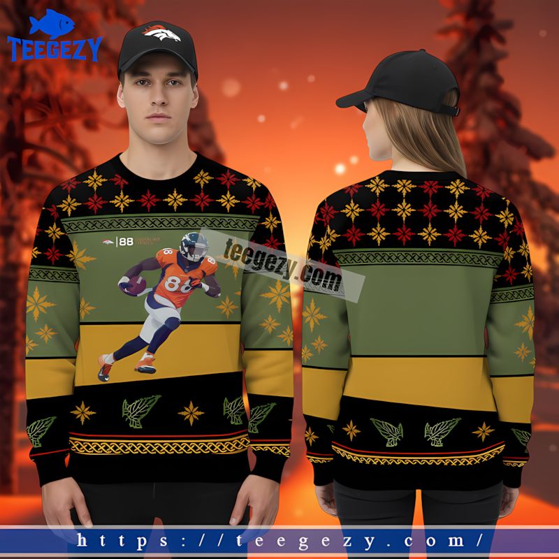 Demaryius Thomas Denver Broncos Christmas Ugly Sweater Black Yellow Demaryius Thomas Denver Broncos Christmas Ugly Sweater Black Yellow