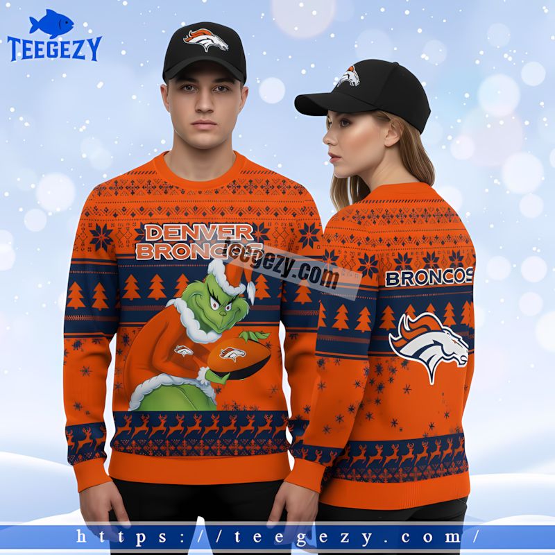 Denver Broncos Naughty Grinch Funny Xmas Ugly Sweater Red Denver Broncos Naughty Grinch Funny Xmas Ugly Sweater Red