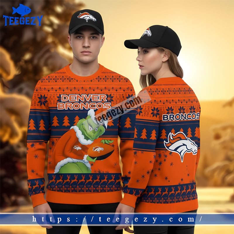 Denver Broncos Naughty Grinch Funny Xmas Ugly Sweater Red Denver Broncos Naughty Grinch Funny Xmas Ugly Sweater Red
