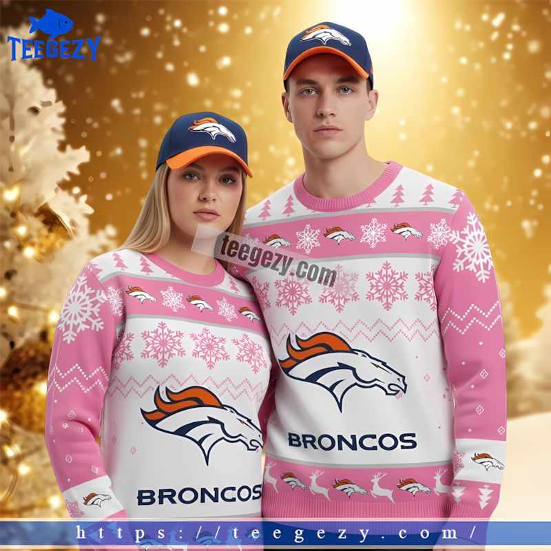 Denver Broncos Rocky Mountain Merry Christmas Ugly Sweater Pink White Denver Broncos Rocky Mountain Merry Christmas Ugly Sweater Pink White