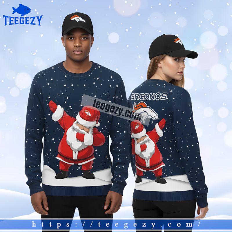 Denver Broncos Santa Claus Holiday Ugly Sweater Blue Red Denver Broncos Santa Claus Holiday Ugly Sweater Blue Red