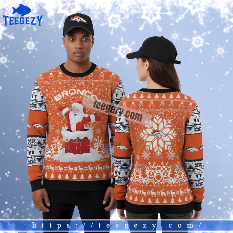 Denver Broncos Santa Claus Cheap Christmas Ugly Sweater Orange Denver Broncos Santa Claus Cheap Christmas Ugly Sweater Orange