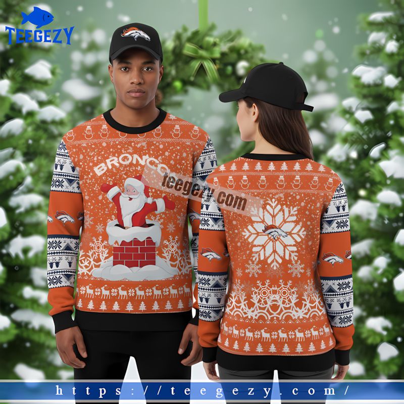 Denver Broncos Santa Claus Cheap Christmas Ugly Sweater Orange Denver Broncos Santa Claus Cheap Christmas Ugly Sweater Orange