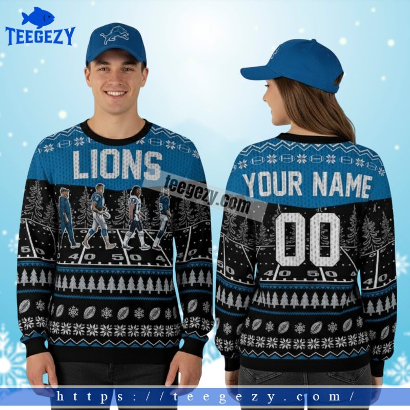 Personalized Detroit Lions Game Day Best Christmas Ugly Sweater Black Personalized Detroit Lions Game Day Best Christmas Ugly Sweater Black