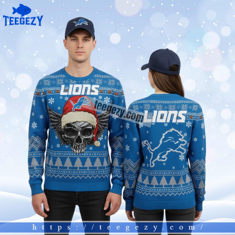 Detroit Lions Snoopy Hug Woodstock Mens Christmas Ugly Sweater Blue Detroit Lions Snoopy Hug Woodstock Mens Christmas Ugly Sweater Blue