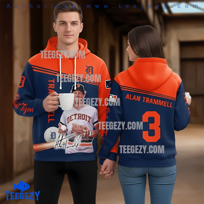 Detroit Tigers Alan Trammell Player 3D Hoodie Men Orange Blue
