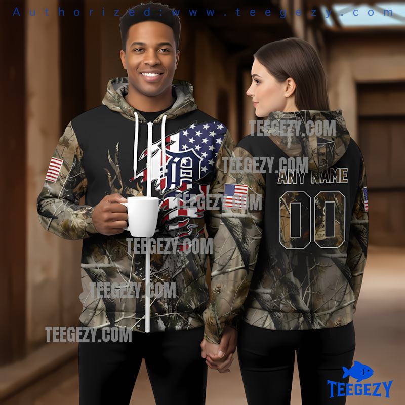 Detroit Tigers Camo Veteran 3D Print Hoodie Detroit Tigers Camo Veteran 3D Print Hoodie