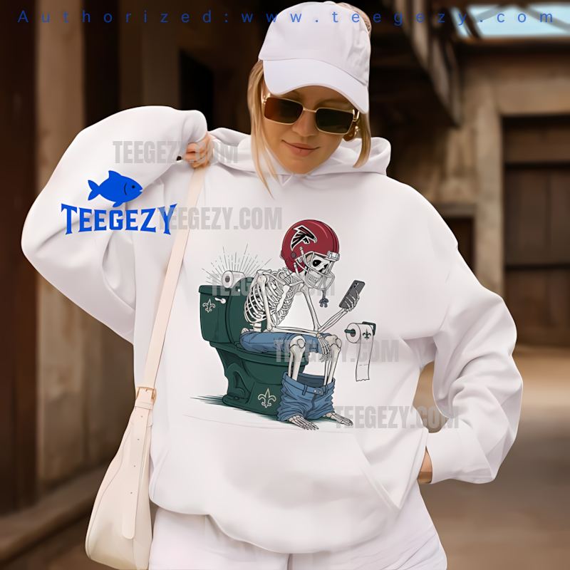 Falcons Skeleton On Saints Toilet Funny Football Rivalry Hoodie Falcons Skeleton On Saints Toilet Funny Football Rivalry Hoodie