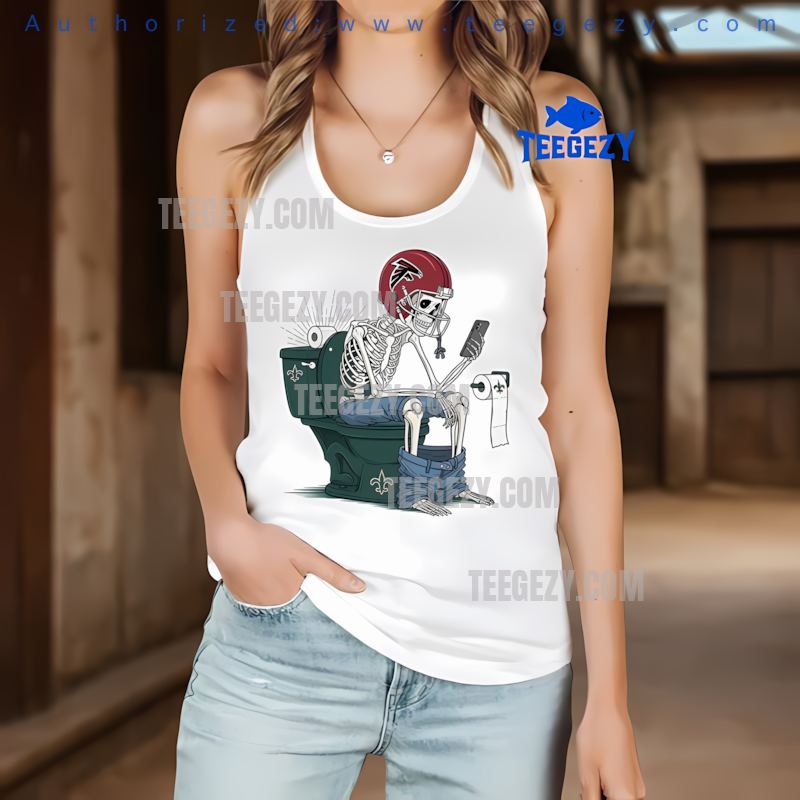 Falcons Skeleton On Saints Toilet Funny Football Rivalry Tanktop Falcons Skeleton On Saints Toilet Funny Football Rivalry Tanktop