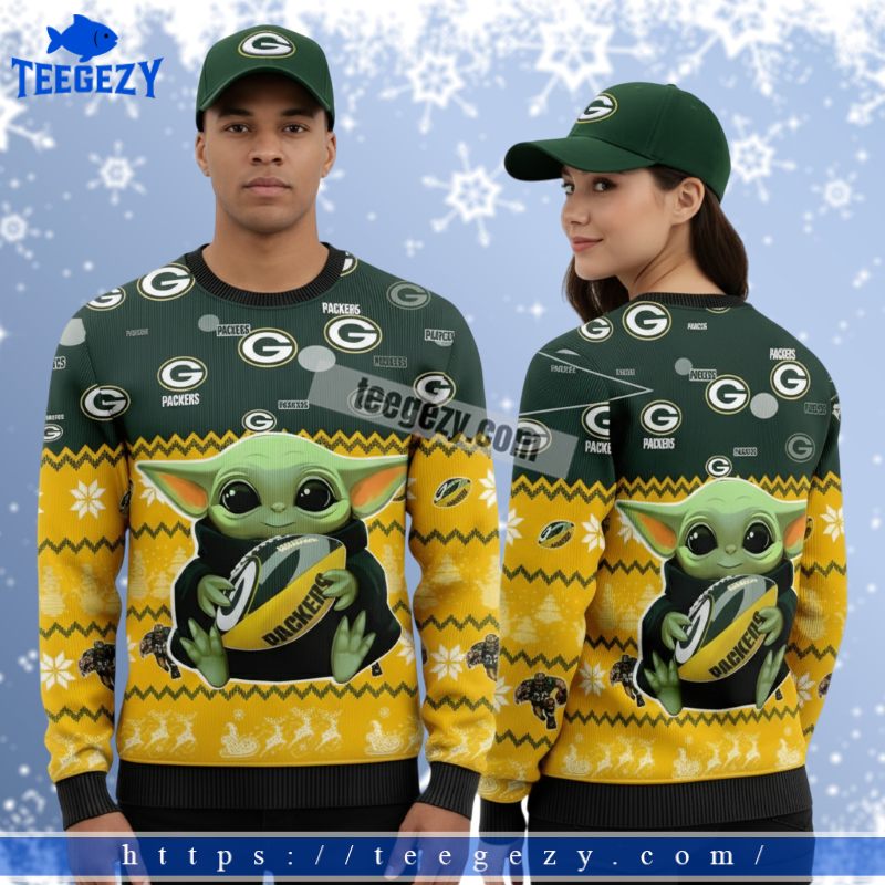 Green Bay Packers Baby Yoda Womens Christmas Ugly Sweater Yellow Green Bay Packers Baby Yoda Womens Christmas Ugly Sweater Yellow