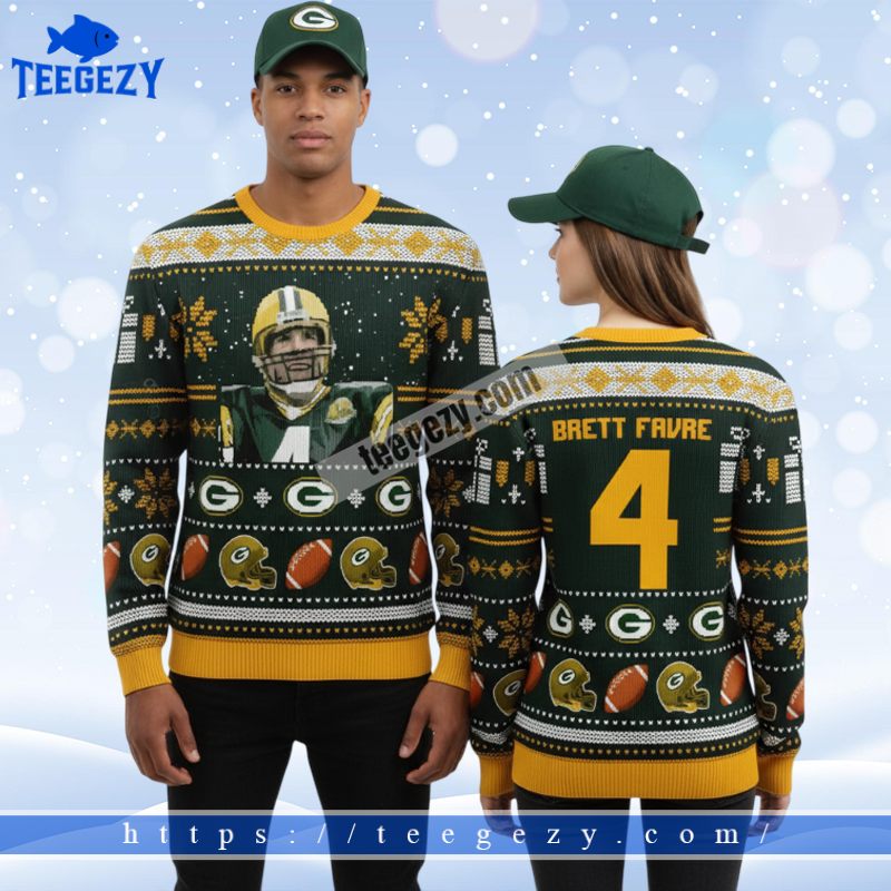Green Bay Packers Brett Favre Player Family Christmas Ugly Sweater Green Bay Packers Brett Favre Player Family Christmas Ugly Sweater