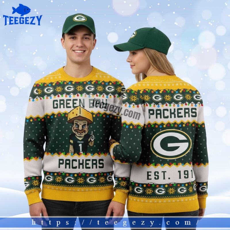 Green Bay Packers Cheesehead Vintage Christmas Ugly Sweater Green Bay Packers Cheesehead Vintage Christmas Ugly Sweater