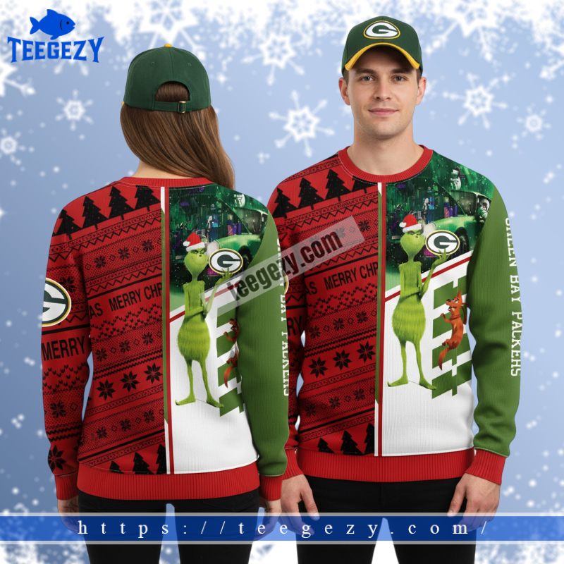Green Bay Packers Grinch And Dog Max Xmas Party Ugly Sweater Green Bay Packers Grinch And Dog Max Xmas Party Ugly Sweater