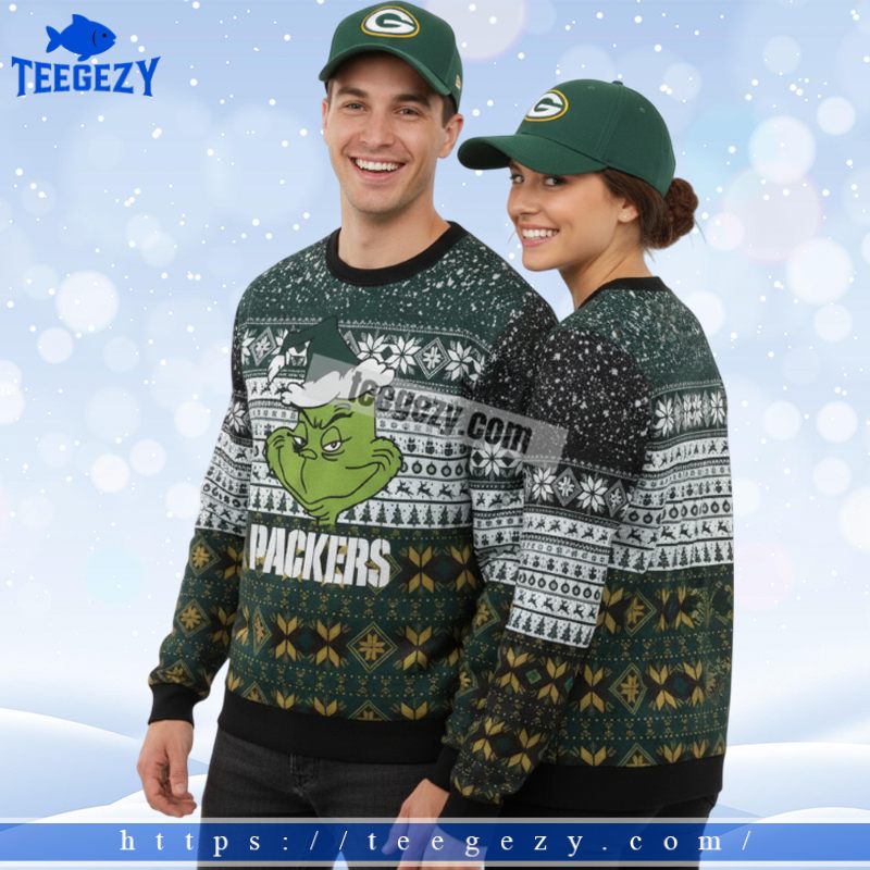 Green Bay Packers Grinch Fan Family Christmas Ugly Sweater Green Bay Packers Grinch Fan Family Christmas Ugly Sweater