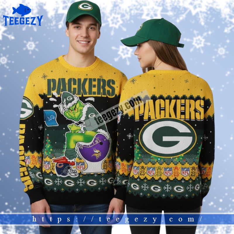 Green Bay Packers Grinch Viking Mens Christmas Ugly Sweater Green Bay Packers Grinch Viking Mens Christmas Ugly Sweater