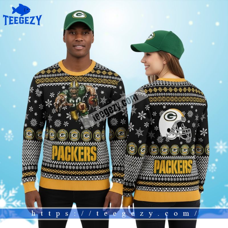 Green Bay Packers Mascot Womens Christmas Ugly Sweater Yellow Green Bay Packers Mascot Womens Christmas Ugly Sweater Yellow