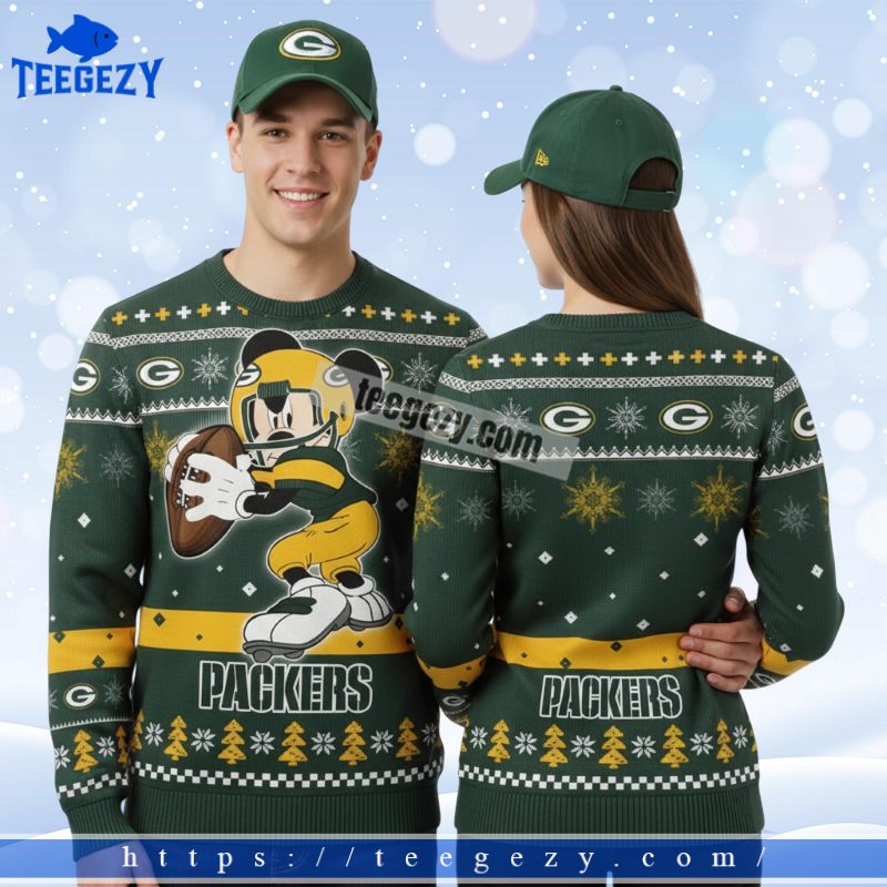 Green Bay Packers Mickey Mouse Player Best Christmas Ugly Sweater Green Bay Packers Mickey Mouse Player Best Christmas Ugly Sweater