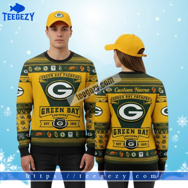 Personalized Green Bay Packers Gift Mens Christmas Ugly Sweater Personalized Green Bay Packers Gift Mens Christmas Ugly Sweater