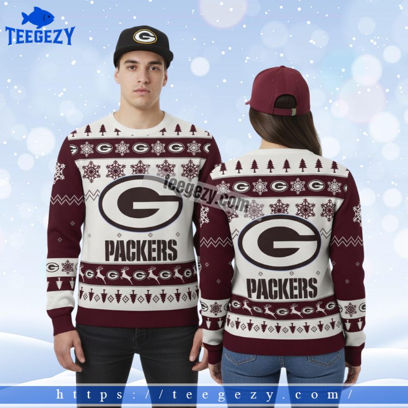 Green Bay Packers Reindeer Pattern Xmas Party Ugly Sweater