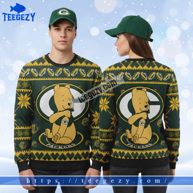 Green Bay Packers Winnie The Pooh Cool Christmas Ugly Sweater Yellow Green Bay Packers Winnie The Pooh Cool Christmas Ugly Sweater Yellow