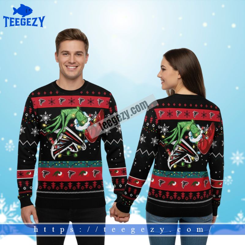 Grinch Hand Atlanta Falcons Black Funny Ugly Sweater Grinch Hand Atlanta Falcons Black Funny Ugly Sweater