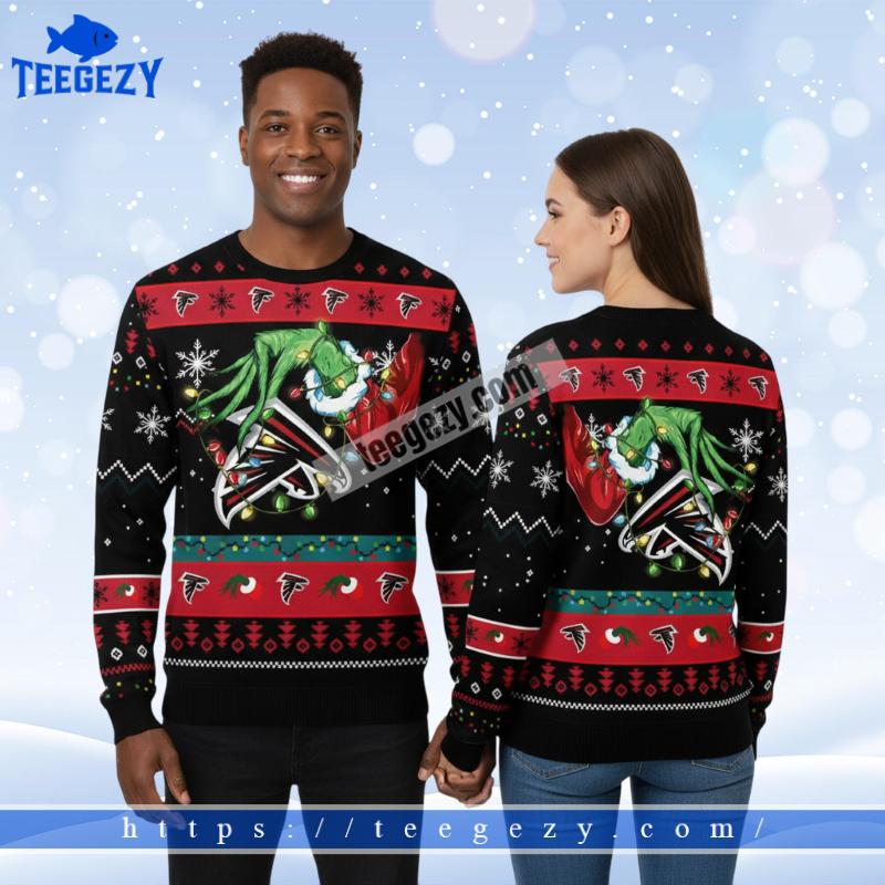 Grinch Hand Atlanta Falcons Black Mens Ugly Sweater Grinch Hand Atlanta Falcons Black Mens Ugly Sweater