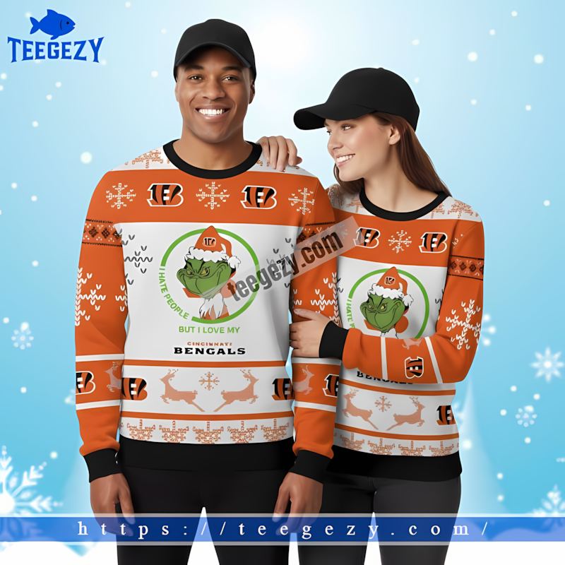 Grinch Santa Cincinnati Bengals White Orange Family Christmas Sweaters Grinch Santa Cincinnati Bengals White Orange Family Christmas Sweaters